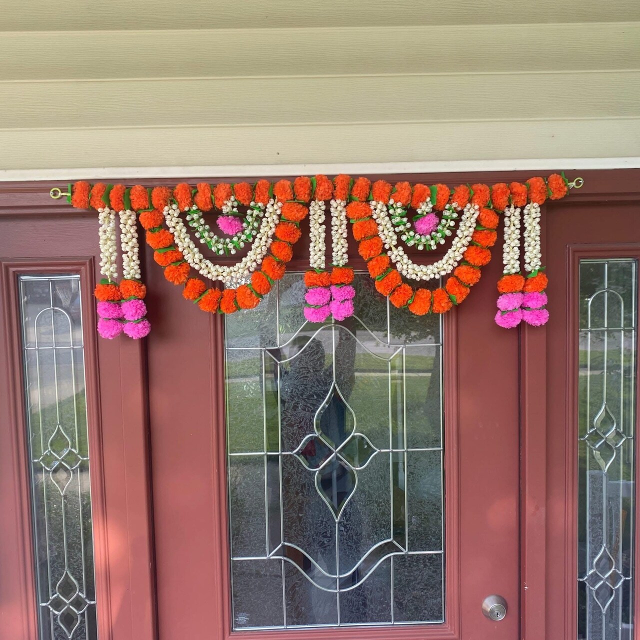 Marigold Jasmine Door Toran Hanging Valance Marygold Garland Mantle Window Decor Bandarwal Puja Diwali Decoration Day of the Dead Dia De Los Muertos Mexican Fiesta Halloween Decor (44 Inch)